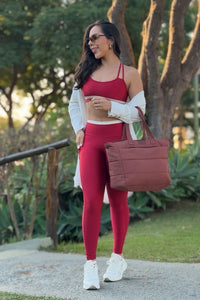 Conjunto Detalhes - Legging e Cropped - Cereja