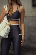 Conjunto Detalhes - Legging e Cropped - Chumbo
