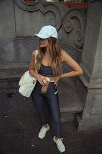 Conjunto Detalhes - Legging e Cropped - Chumbo