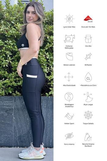 Conjunto Detalhes - Legging e Top - Preto