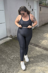 Legging Wonder Grafitti | Tecido Canelado + Compressão – Chá Matte