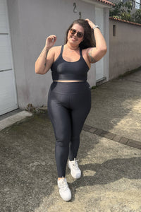 Legging Wonder Grafitti | Tecido Canelado + Compressão – Chá Matte