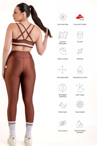 Conjunto Detalhes - Legging e Cropped - Cappuccino