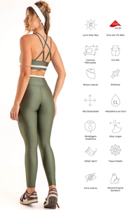 Conjunto Detalhes - Legging e Cropped - Militar