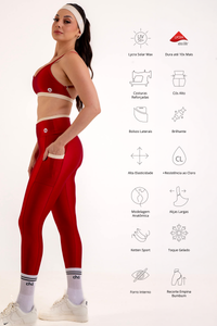 Conjunto Detalhes - Legging e Top - Cereja