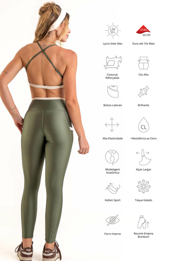 Conjunto Detalhes - Leging e Top - Militar