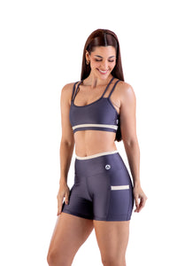 Conjunto Detalhes - Short e Cropped - Chumbo