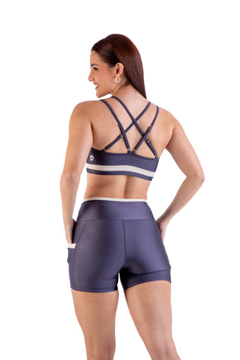 Conjunto Detalhes - Short e Cropped - Chumbo