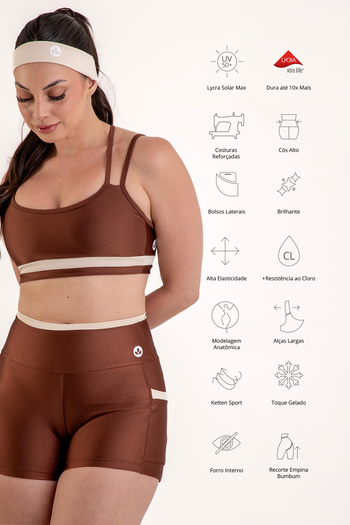 Conjunto Detalhes - Short e Cropped - Cappuccino