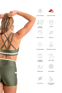 Conjunto Detalhes - Short e Cropped - Militar