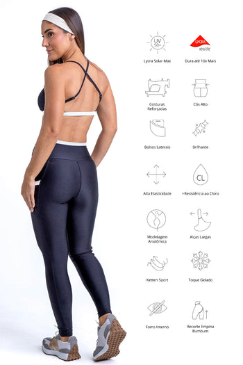 Conjunto Detalhes - Legging e Top - Preto