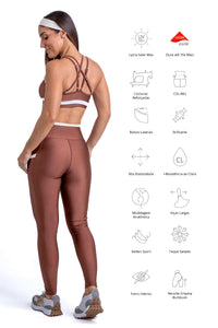 Conjunto Detalhes - Legging e Cropped - Cappuccino