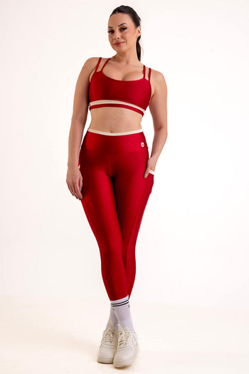 Conjunto Detalhes Leg+Cropped Cereja
