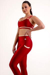 Conjunto Detalhes Leg+Cropped Cereja