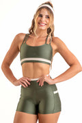 Conjunto Detalhes - Short e Cropped - Militar
