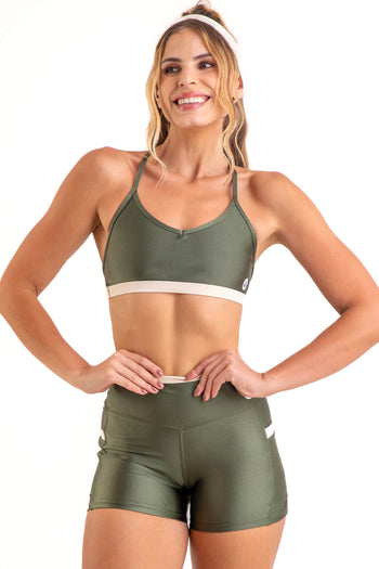 Conjunto Detalhes Short.Top Militar