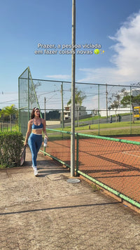 Conjunto Detalhes - Legging e Top - Safira | Trilobal Fit UV50+ – Chá Matte