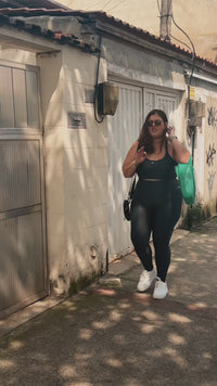 Legging Wonder Grafitti | Tecido Canelado + Compressão – Chá Matte